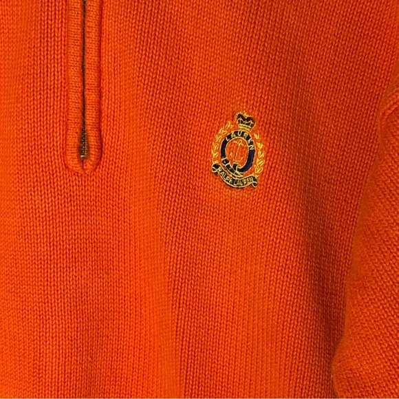 Lauren Ralph Lauren 1/4-zip Sweater Orange Cotton Ribbed 90’s Women’s Size Large - Picture 2 of 13